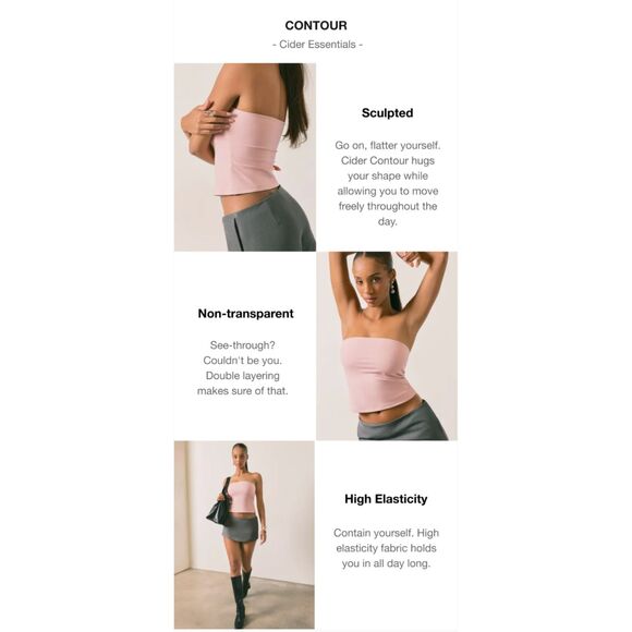 Contour Double Layered Strapless Solid Tube Top, Size L(8)-NWT - Picture 9 of 11